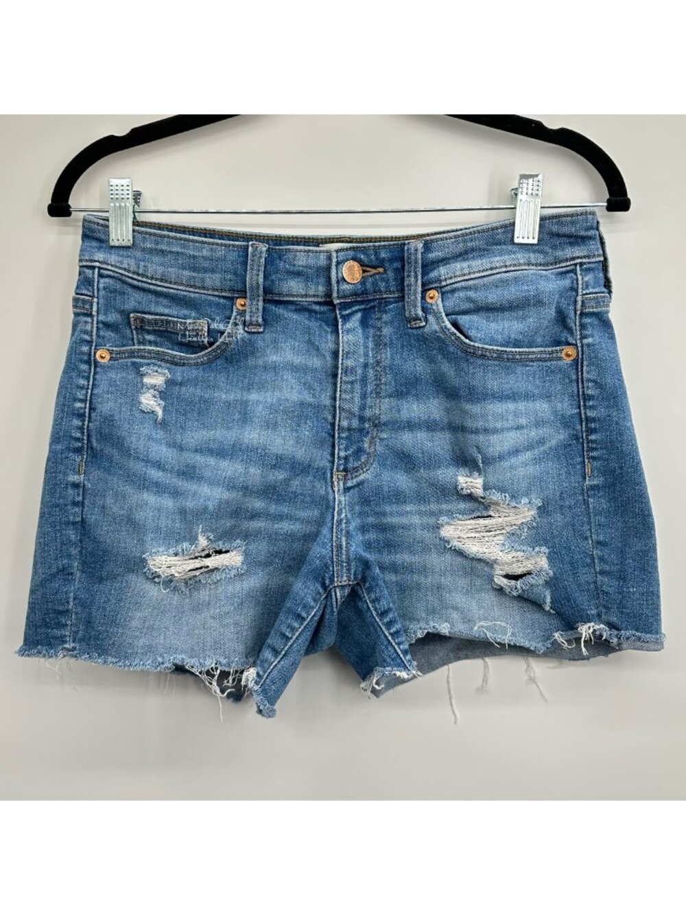 Universal Thread High-Rise Midi Distressed Cut-Off Shorts Size 28